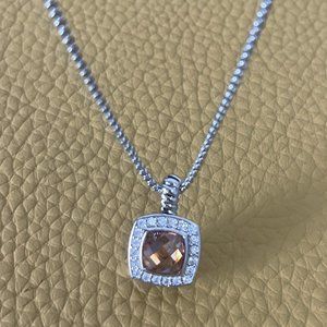 Petite Albion® Sterling Silver Pendant Necklace with Morganite and Pavé Diamonds